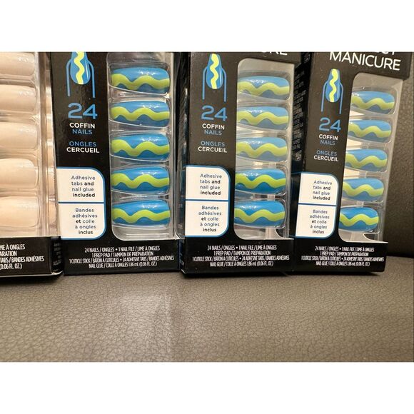 Sally Hansen Ring Pop Green and Blue Halloween Coffin Shape Nails New - Picture 2 of 5